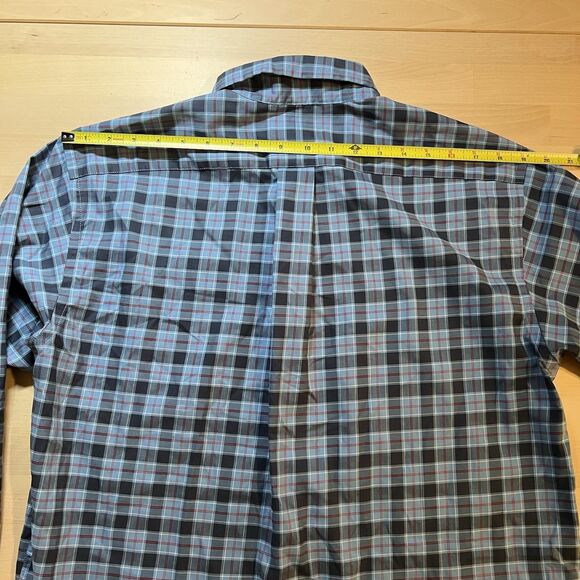 LL Bean Shirt Men M Reg US Navy Tartan Casual Preppy Button Down Pocket READ - Picture 6 of 9